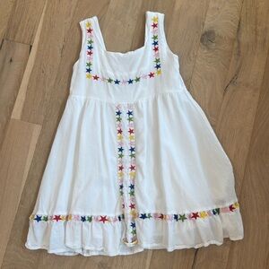 Lola + The Boys White Dress with Multicolor Star Accents